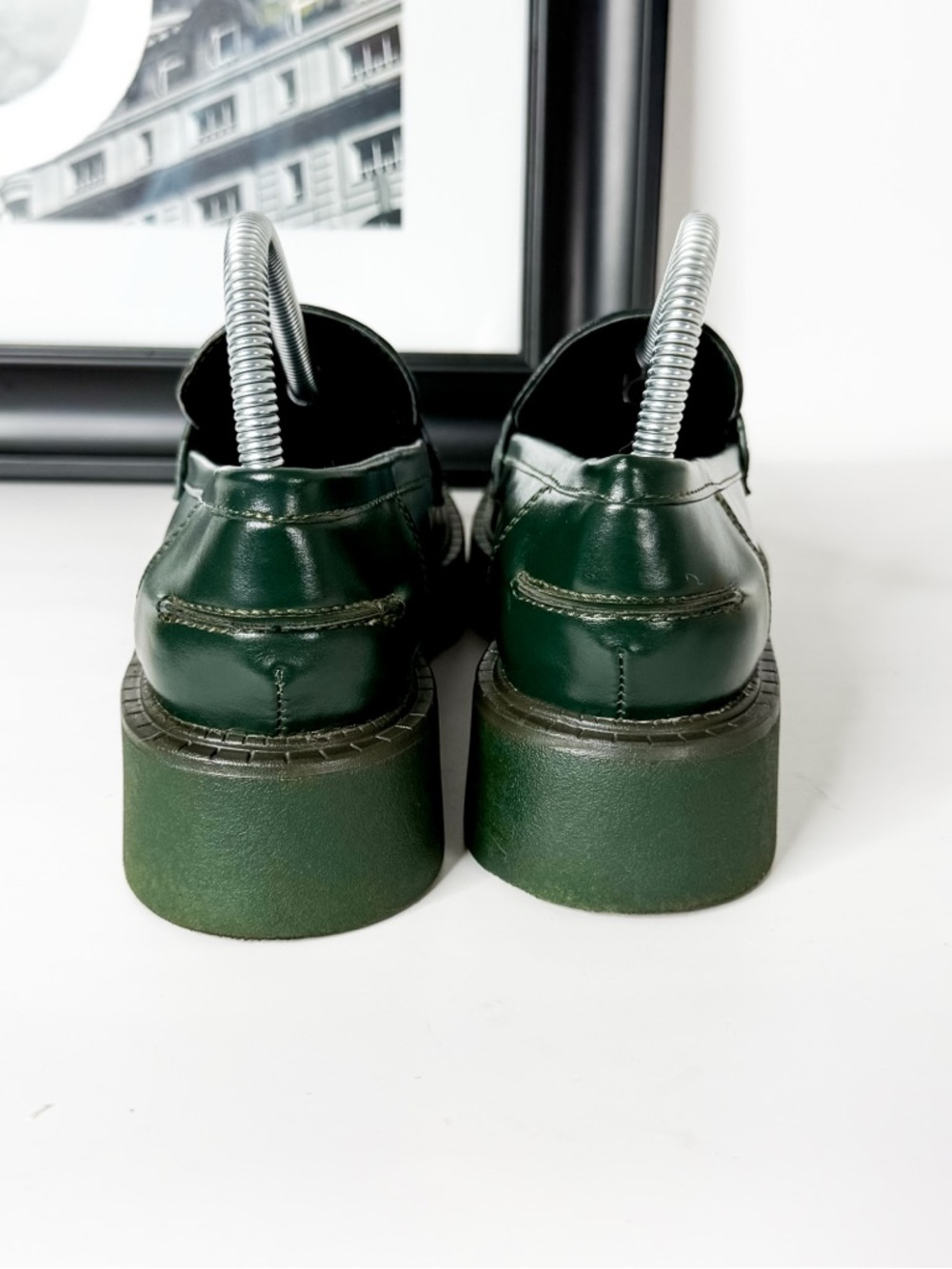 Zara Dark Forest Green Chunky Loafers Lug Sole Platform Shoes EU 38 (US 7–7.5) - Picture 5 of 9